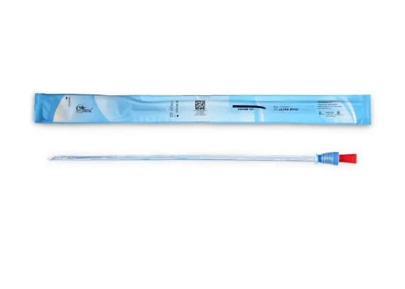 Cure Ultra Catheter Pre Lubricated Coude Tip Fg18 Male 40cm Red