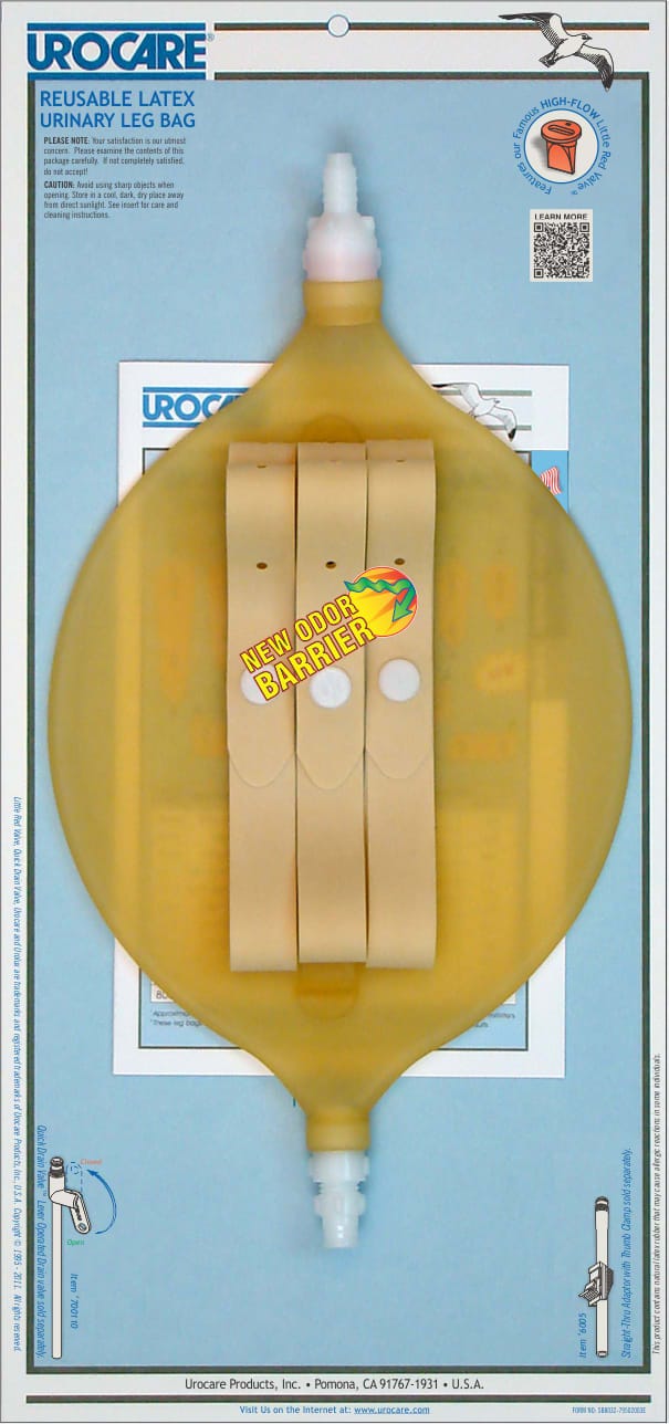 Urocare Leg Bag With Straps Large Oval 33x17.8cm 1000ml Latex