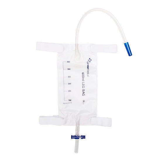 Leg Bag Linear Medical 600ml Latex Free 10cm Tube