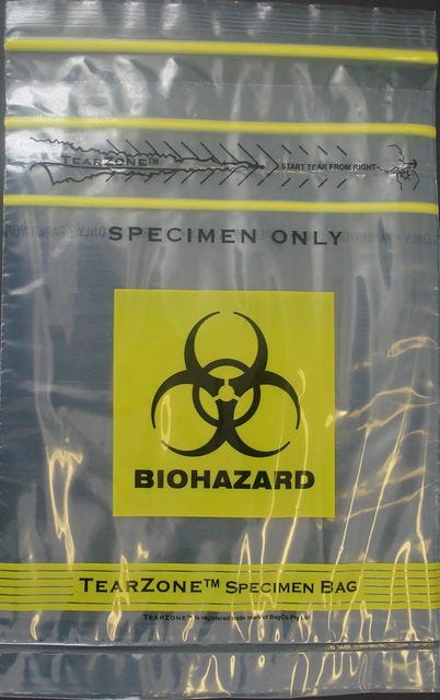 Biohazard Specipan Bag With Sleeve