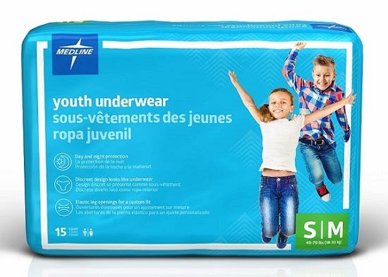 Medline Drytime Youth Underwear 18 32 Kg Small/Medium 900ml