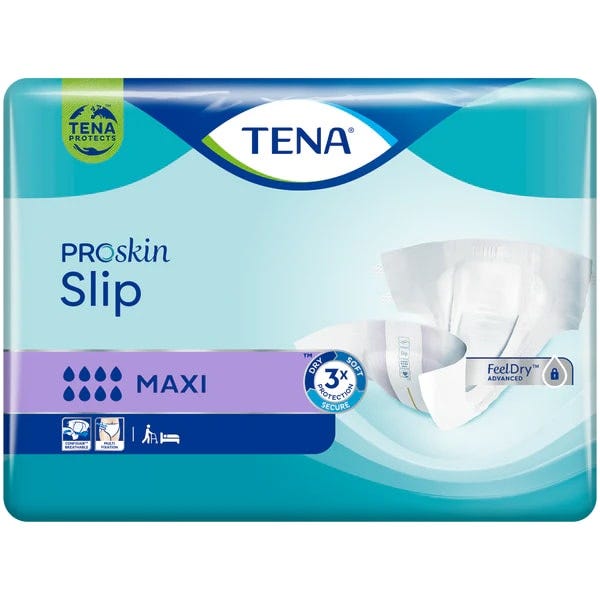 Tena Slip Maxi Medium Waist 72 122cm 2000ml Pkt X 9 369700 Medium Waist 72 122cm Unisex 2000ml White