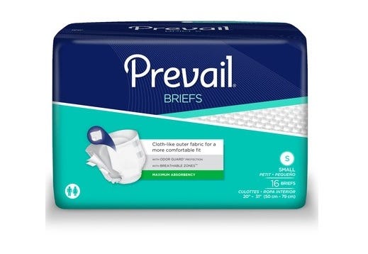 Prevail Brief Small Waist 50 78cm Unisex 1250ml