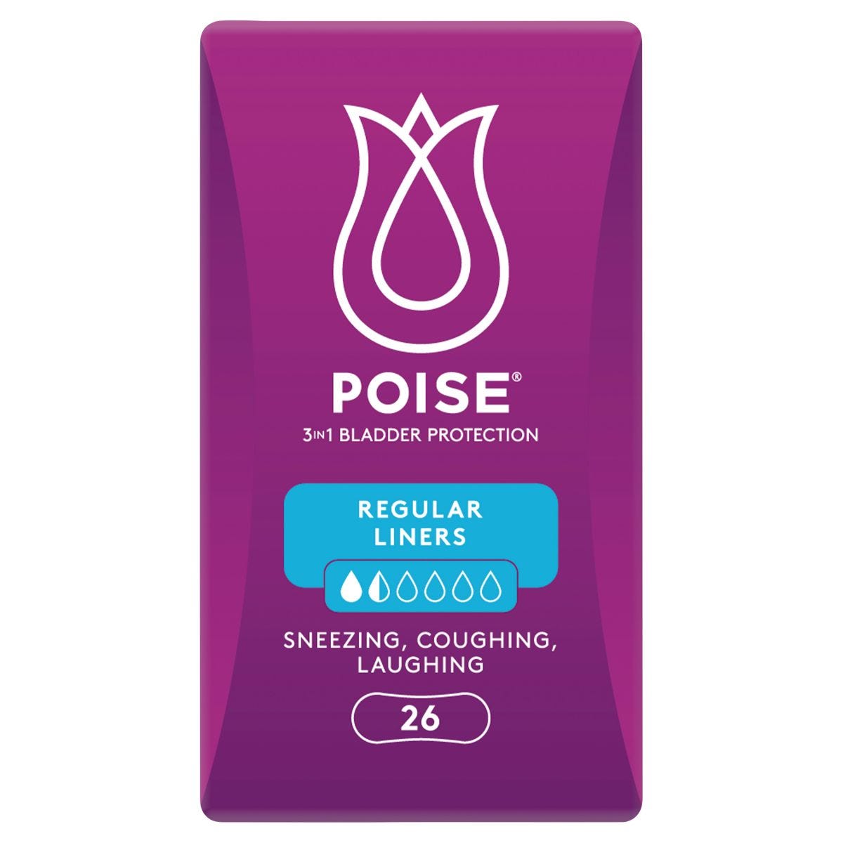 Poise Liners Regular Female 50ml 190mm White/Pink