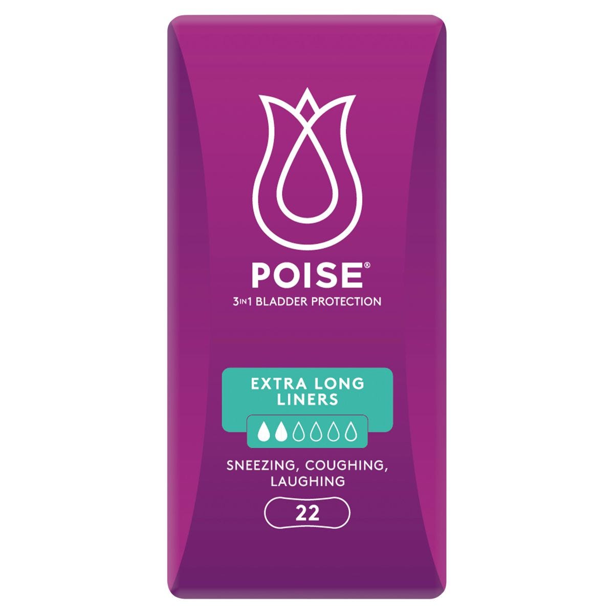Poise Extra Long Liner Female 70ml 21.5cm White/Pink