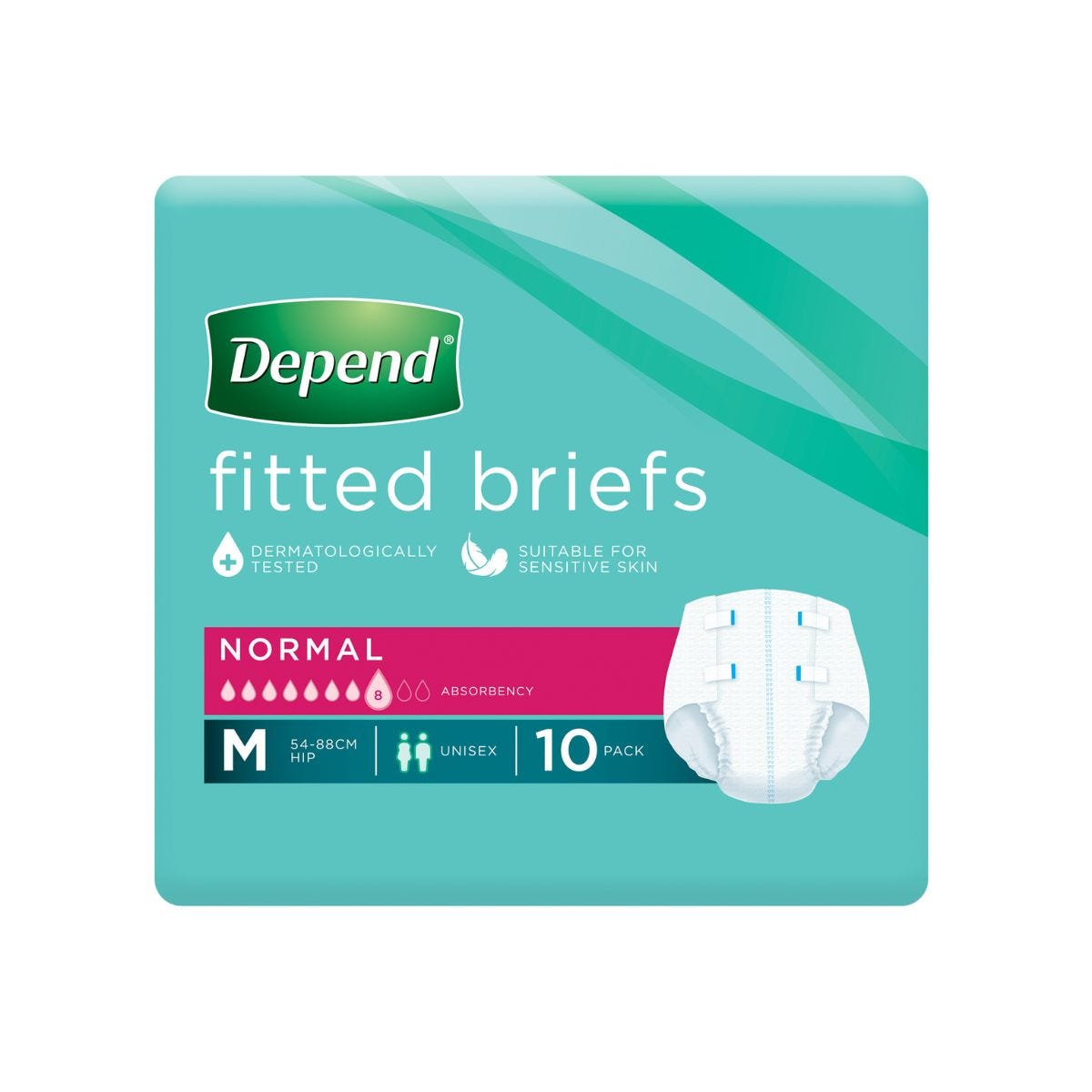 Depend Brief Normal Test Medium Waist 60 85cm Unisex 2300ml Pink