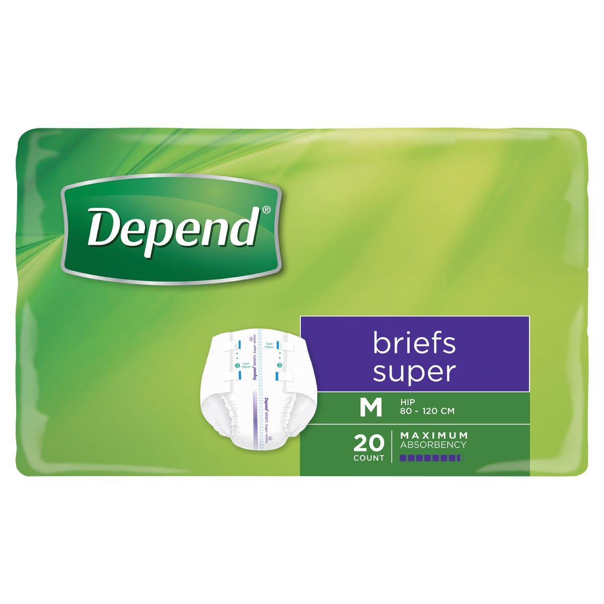 Depend Brief Super Medium Waist 80 120cm Unisex 3000ml Purple