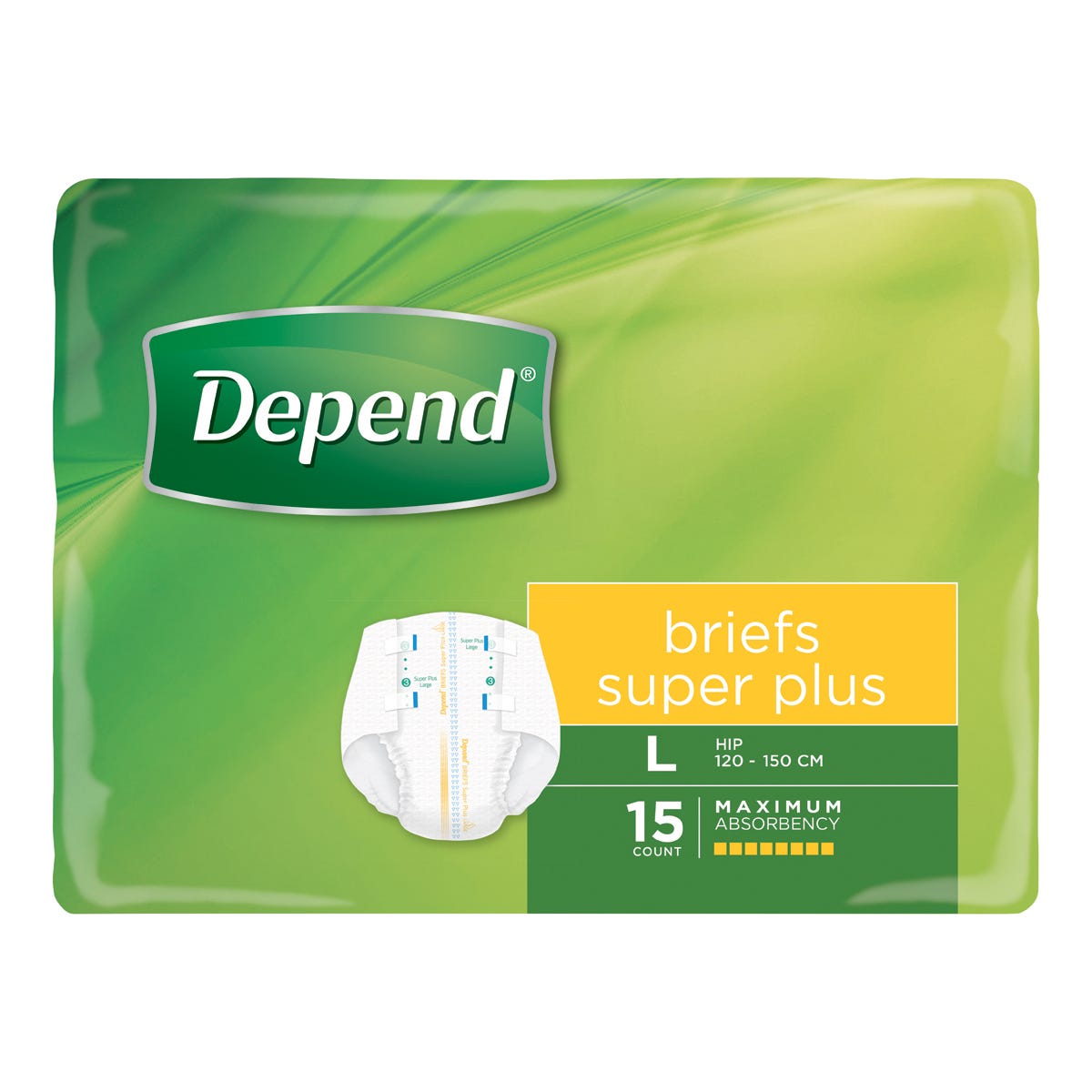 Depend Brief Super + Large Waist 120 150cm Unisex 4300ml Yellow