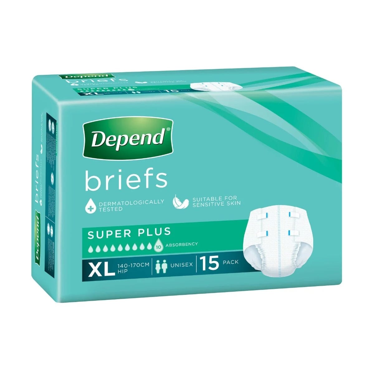 Depend Brief Super Plus Extra Large Waist 140 170cm Unisex 4300ml Yellow