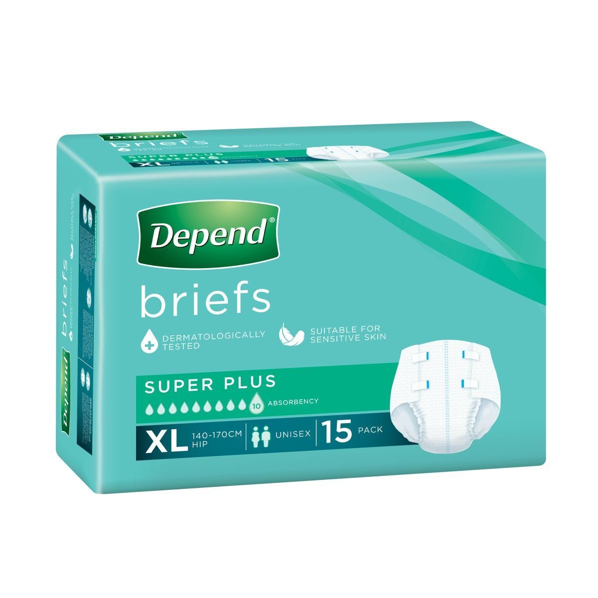 Depend Brief Super Plus Test Extra Large Waist 140 170cm Unisex 4300ml Yellow