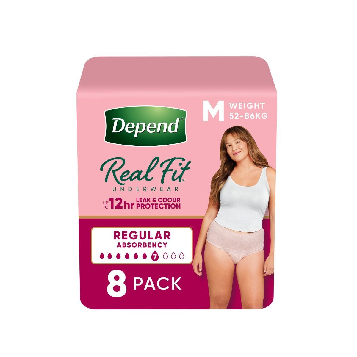 Depend Real Fit Regular Underwear For Women Medium Waist 71 102cm Female 620ml Nude