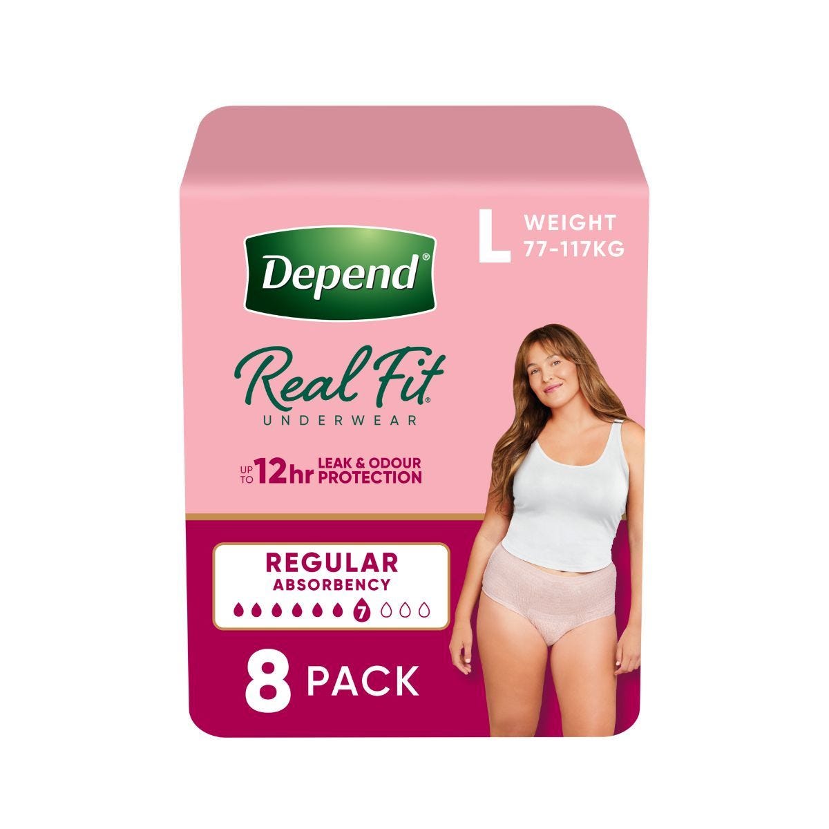 Depend Real Fit Regular Underwear For Women Large 97 127cm Female 620ml Nude
