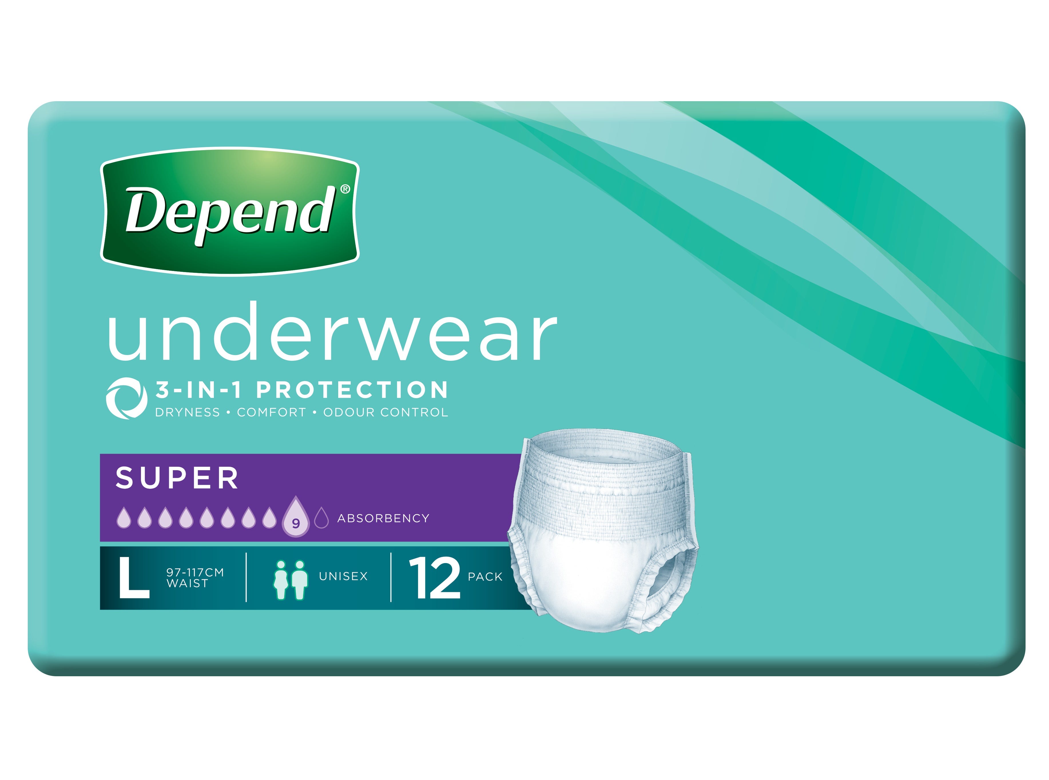Depend Underwear Super Large 97 127cm Unisex 1400ml White