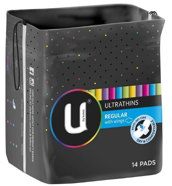 U By Kotex Ultra Thin With Wings Regular 230mm Female With Wings White