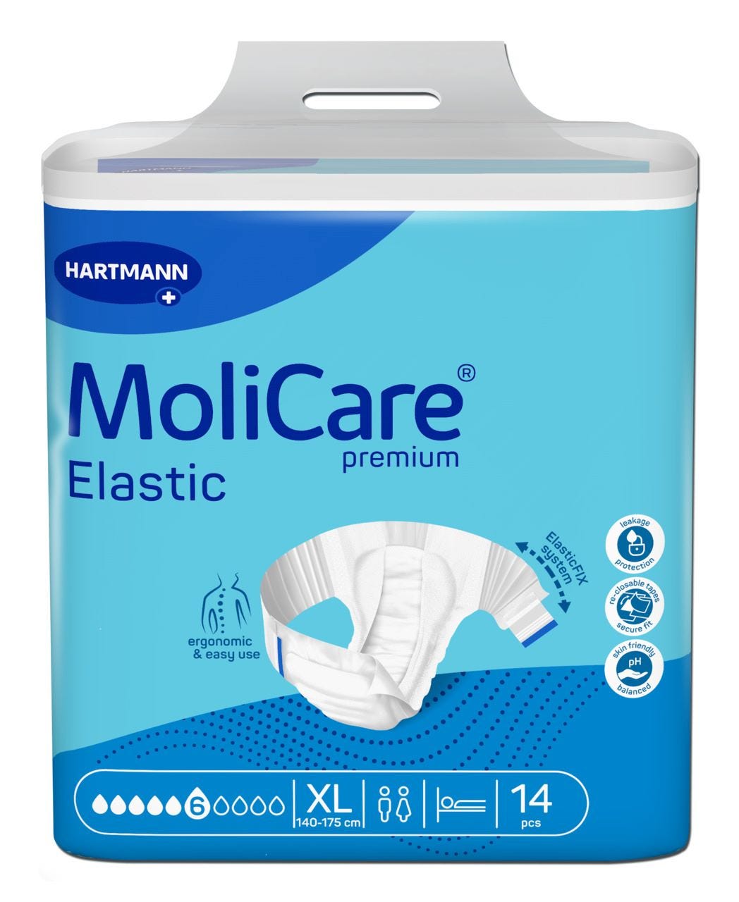 Molicare Premium Elastic 6 D X Large Waist 140 175cm Unisex 2786ml