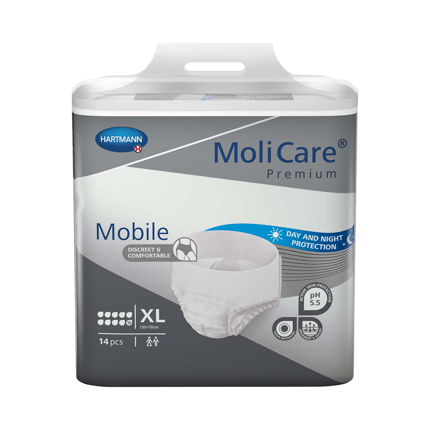 Molicare Premium Mobile 10 Drops X Large Waist 130 170cm Unisex 2757ml White
