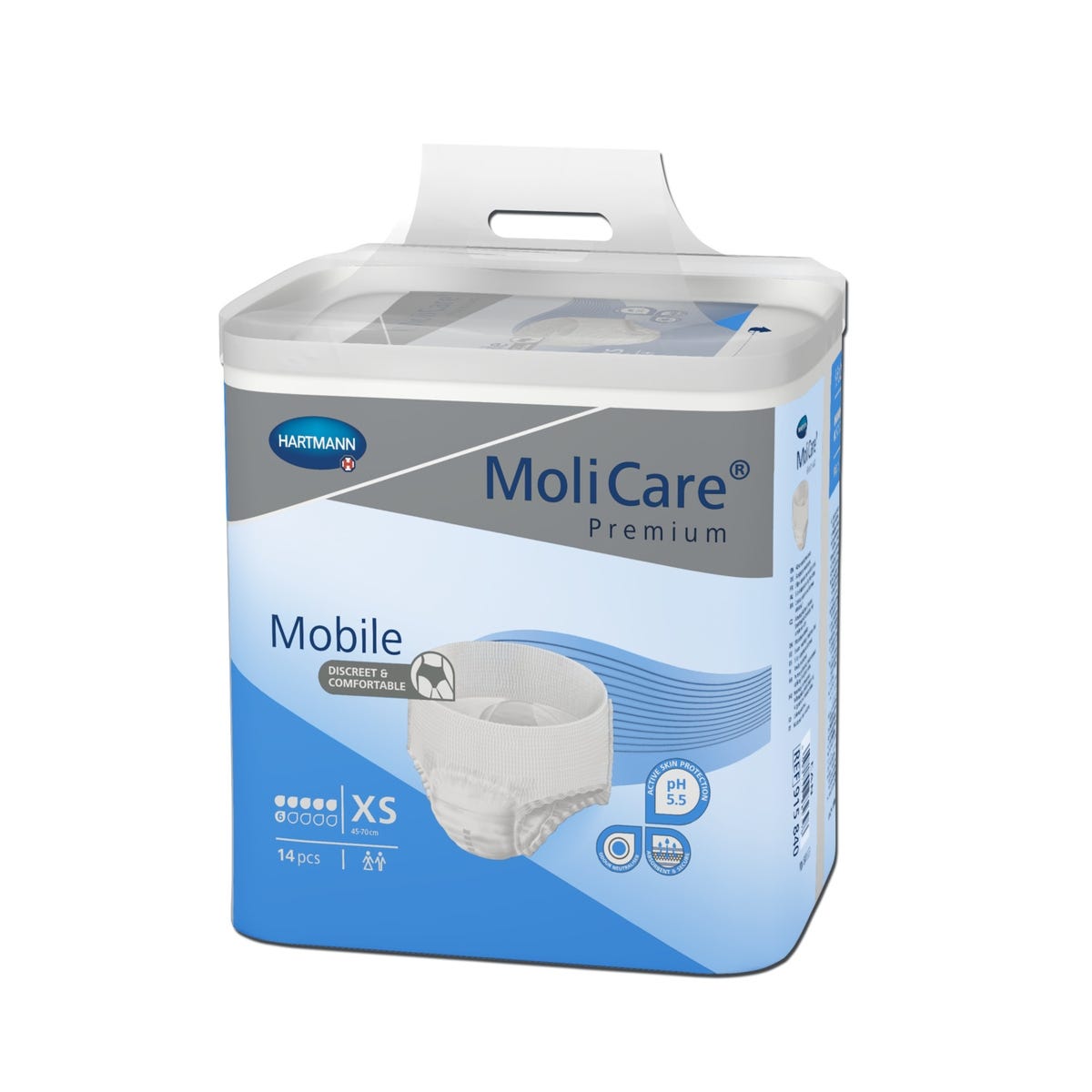Molicare Premium Mobile 6 Drops X Small Waist 40 70cm Unisex 1361ml White