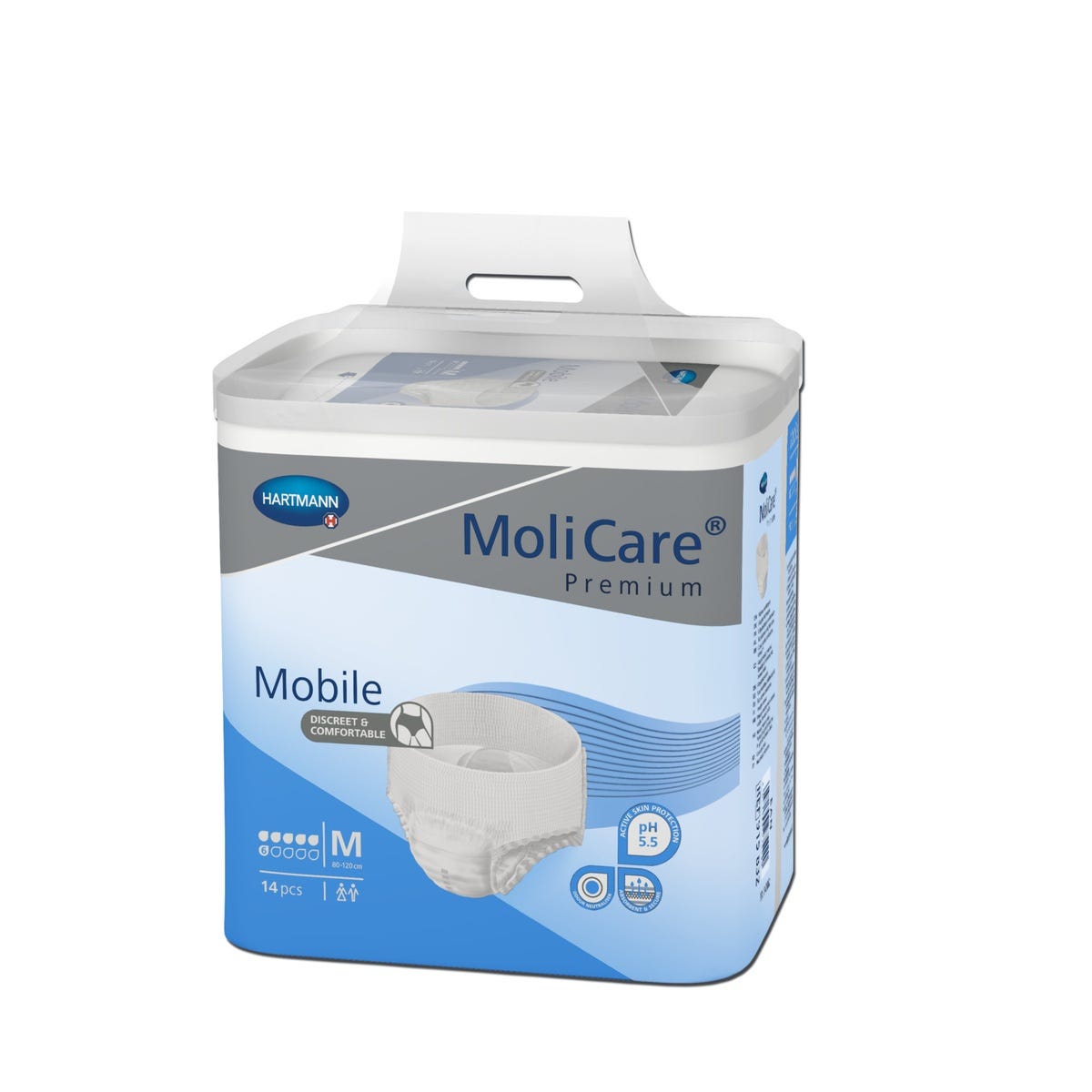 Molicare Premium Mobile 6 Drops Medium Waist 80 120cm Unisex 1662 Ml White