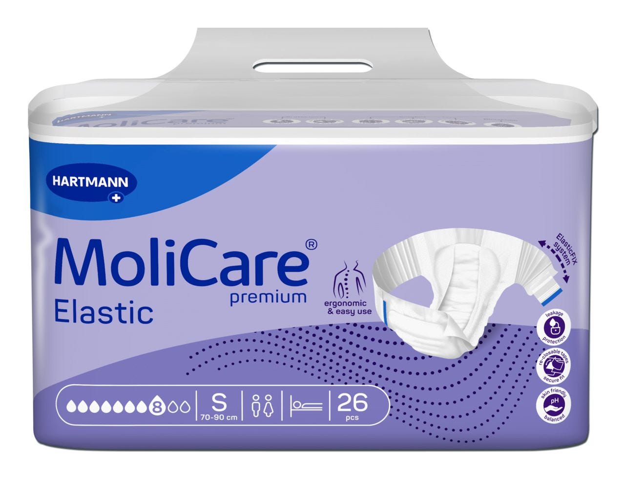 Molicare Premium Elastic 8 D Small Waist 70 90cm Unisex 2356ml