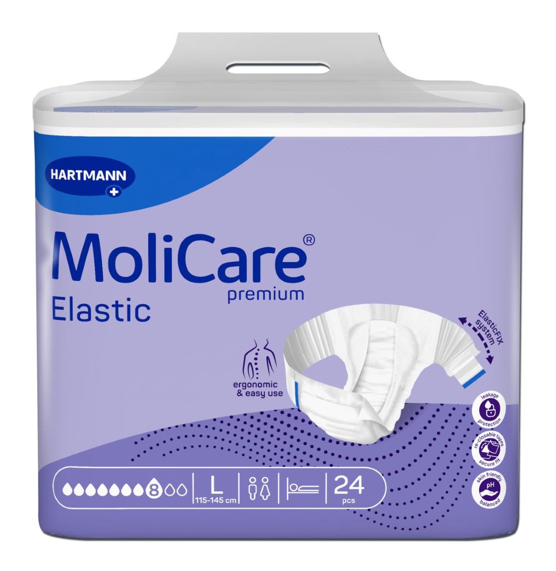 Molicare Premium Elastic 8 D Large Waist 115 145 Cm Unisex 3220ml White