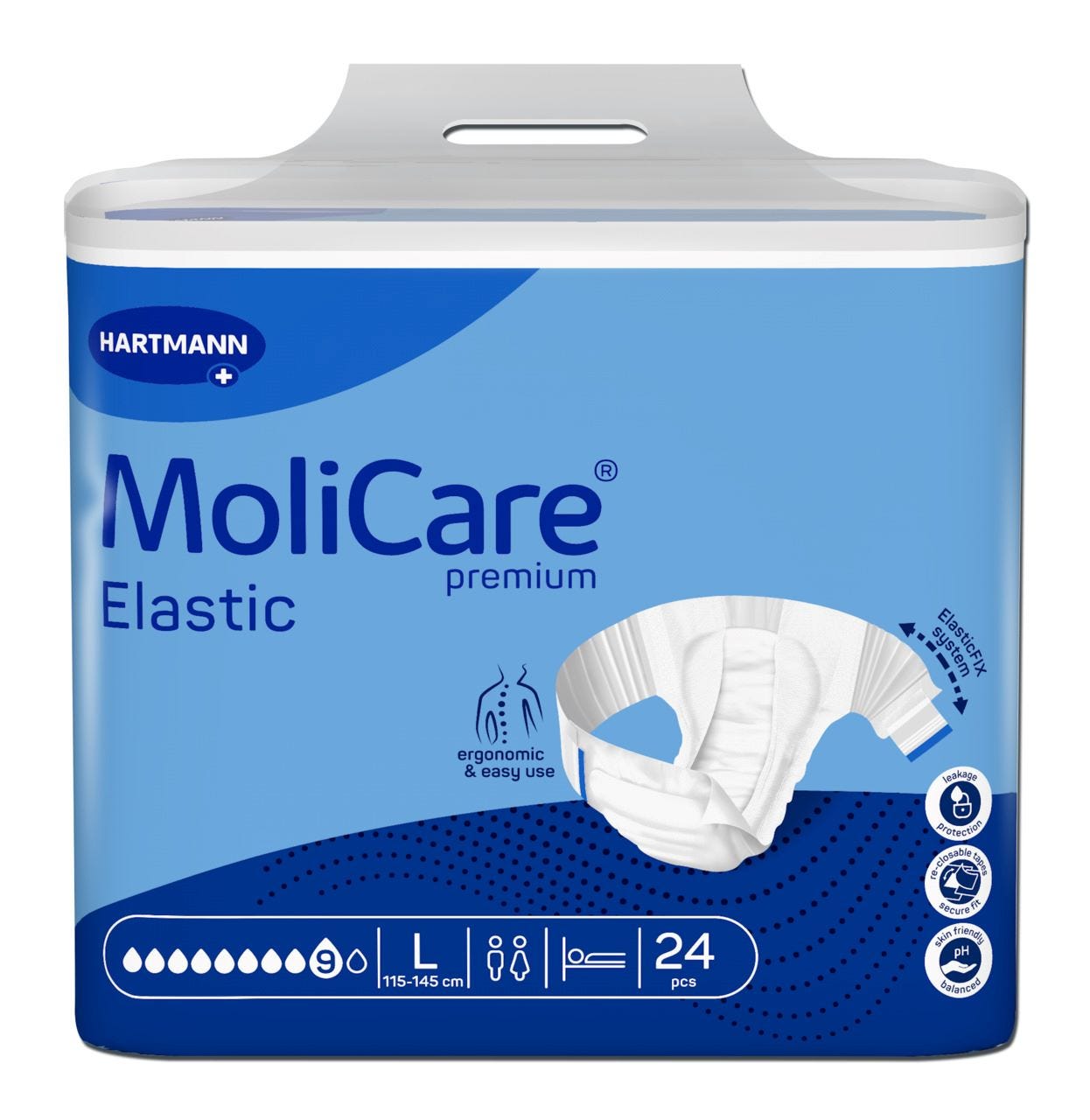 Molicare Premium Elastic 9 D Slip Large Waist 115 145 Cm Unisex 3856ml White
