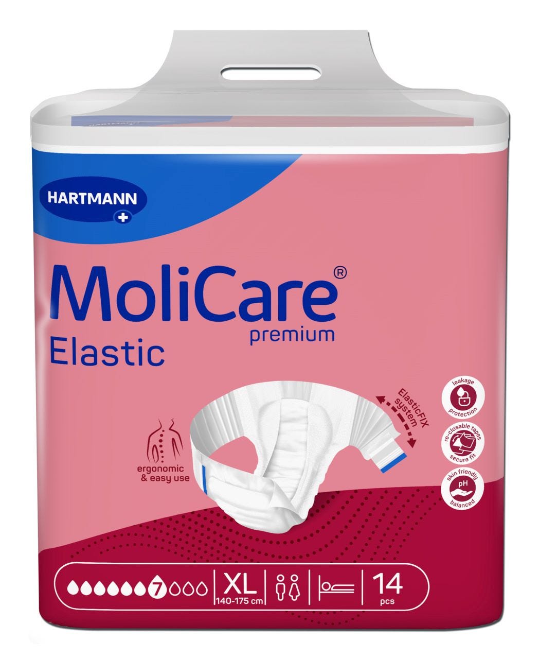 Molicare Premium Elastic 7 D X Large Waist 140 175cm Unisex 3180ml