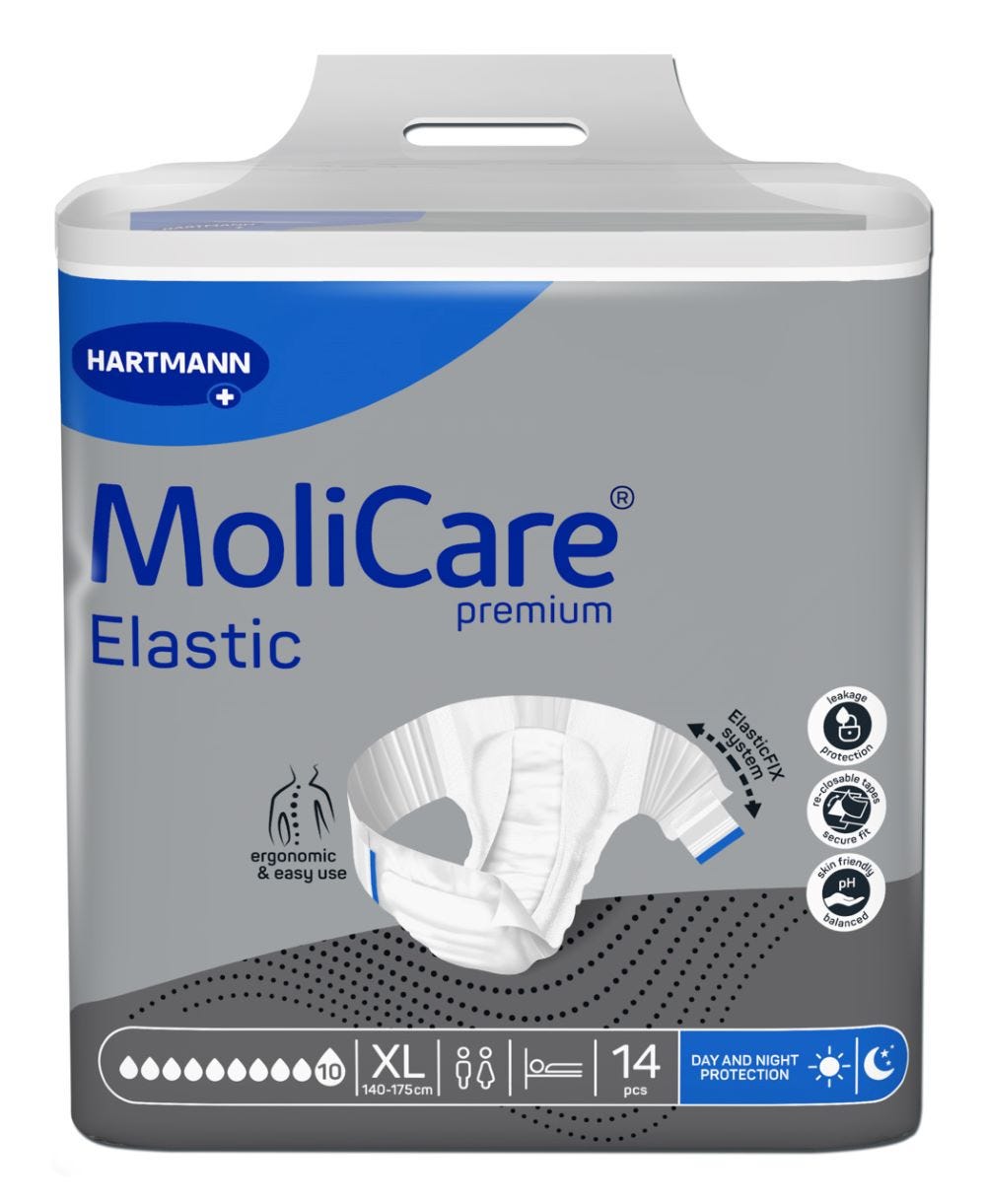 Molicare Premium Elastic 10 D X Large Waist 140 175cm Unisex 4500ml