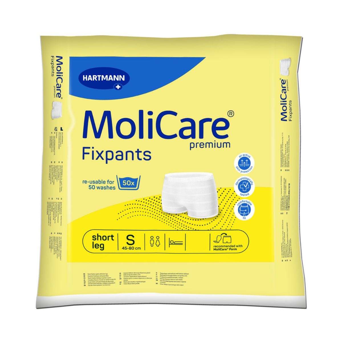 Molicare Premium Fixpants Short Leg Small Waist 45 80cm Unisex Yellow