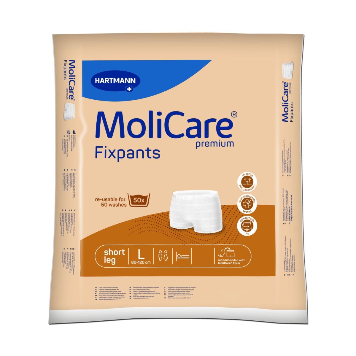 Molicare Premium Fixpants Short Leg Large Waist 80 120cm Unisex Brown