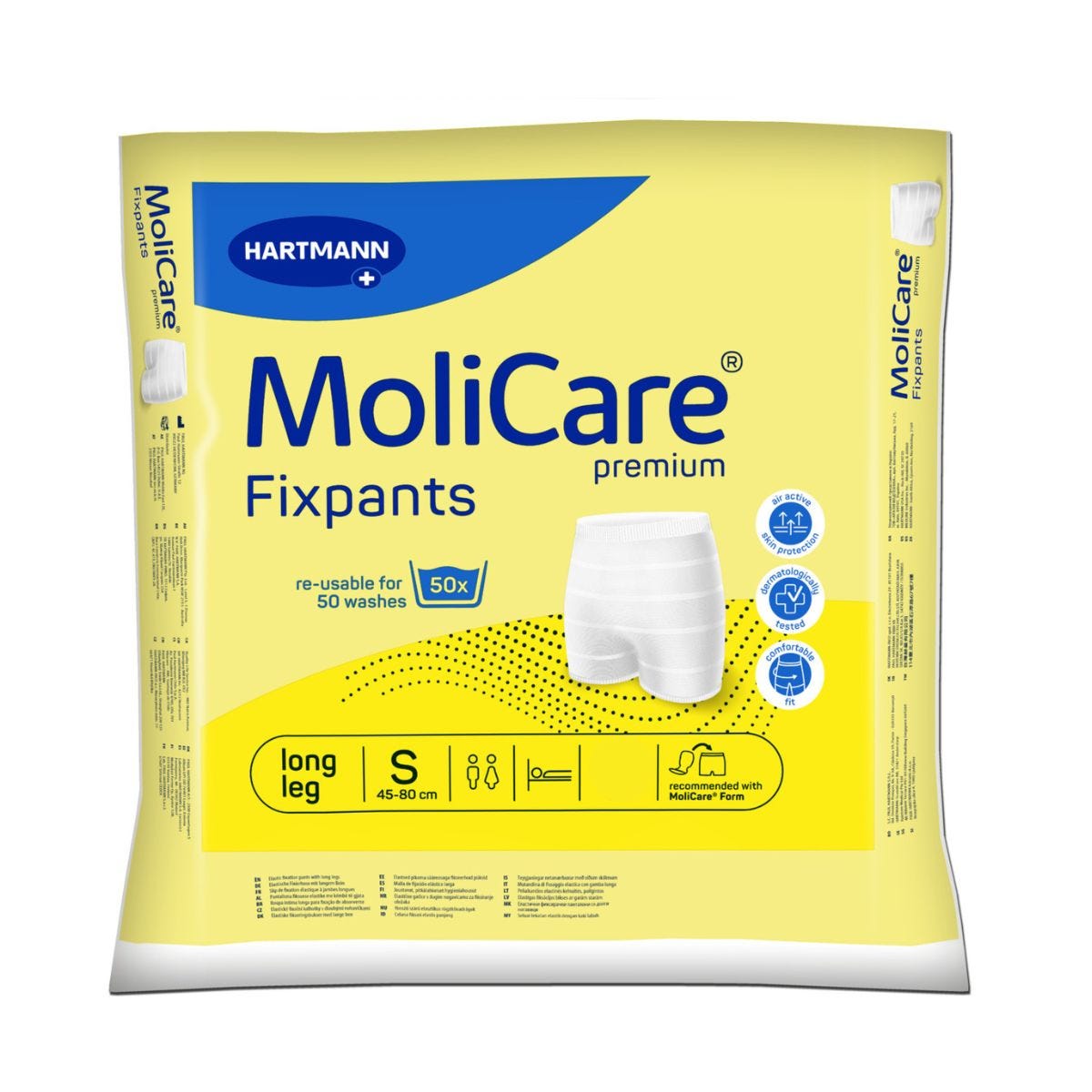 Molicare Premium Fixpants Long Leg Small Waist 45 80cm Unisex Yellow