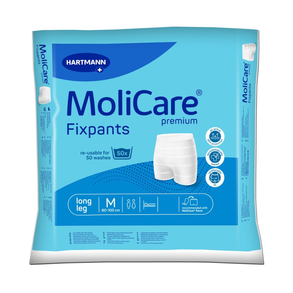 Molicare Premium Fixpants Long Leg Medium Waist 60 100cm Unisex Blue