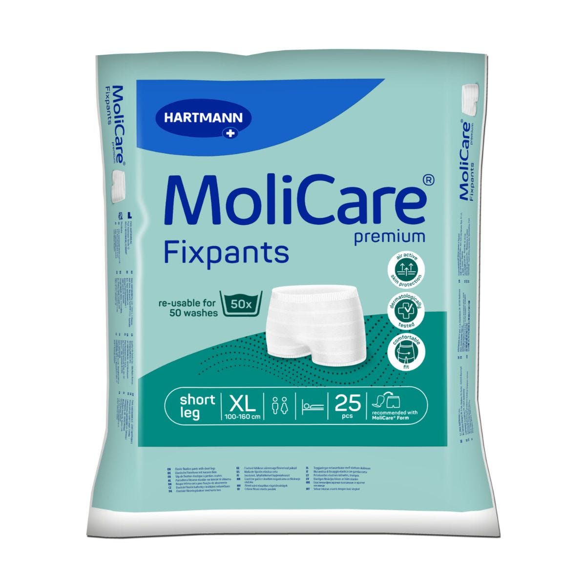 Molicare Premium Fixpants Long Leg X Large Waist 100 160cm Unisex Green