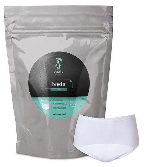 Staydry Ladies Briefs Everyday Cover   30  32 White