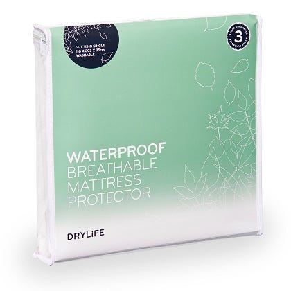 Drylife Mattress Protector King Single 110 X 203 X 35cm White