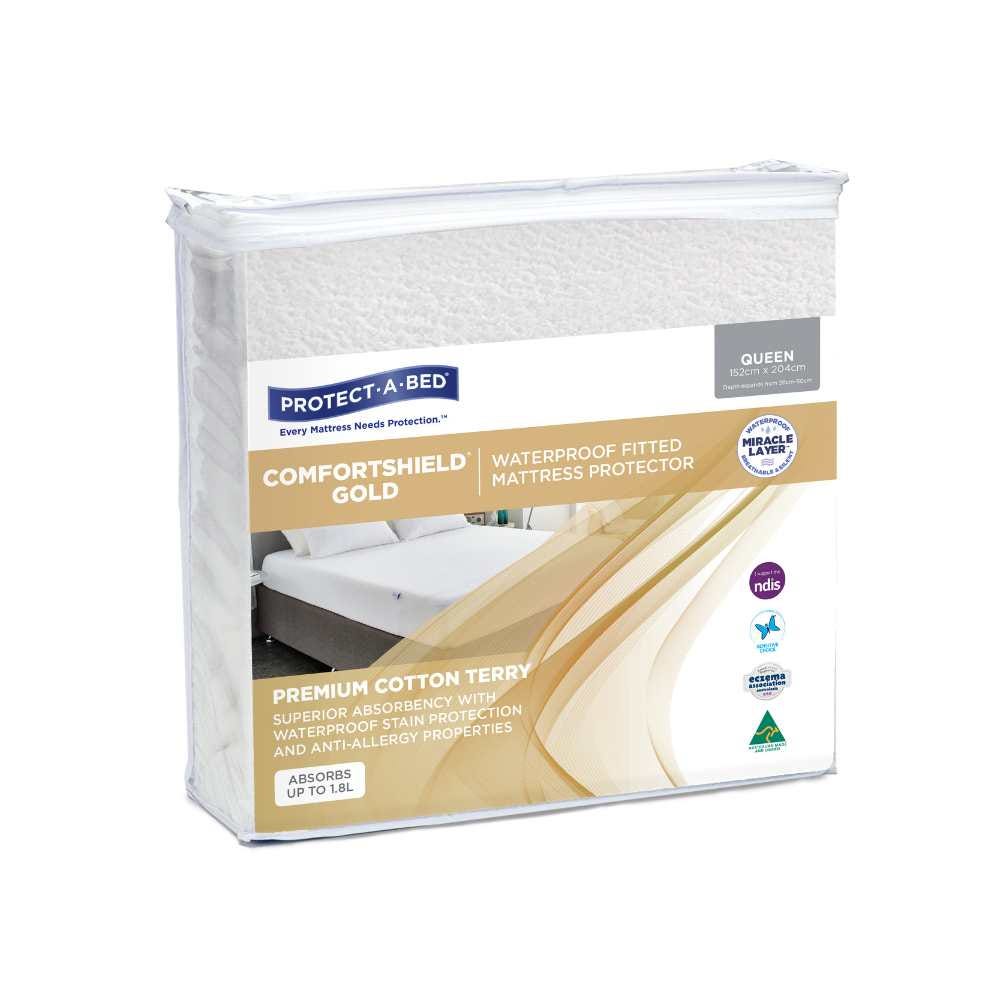 Comfortshield Gold Mattress Protector   607083 Queen 152x204cm 1800ml Waterproof White