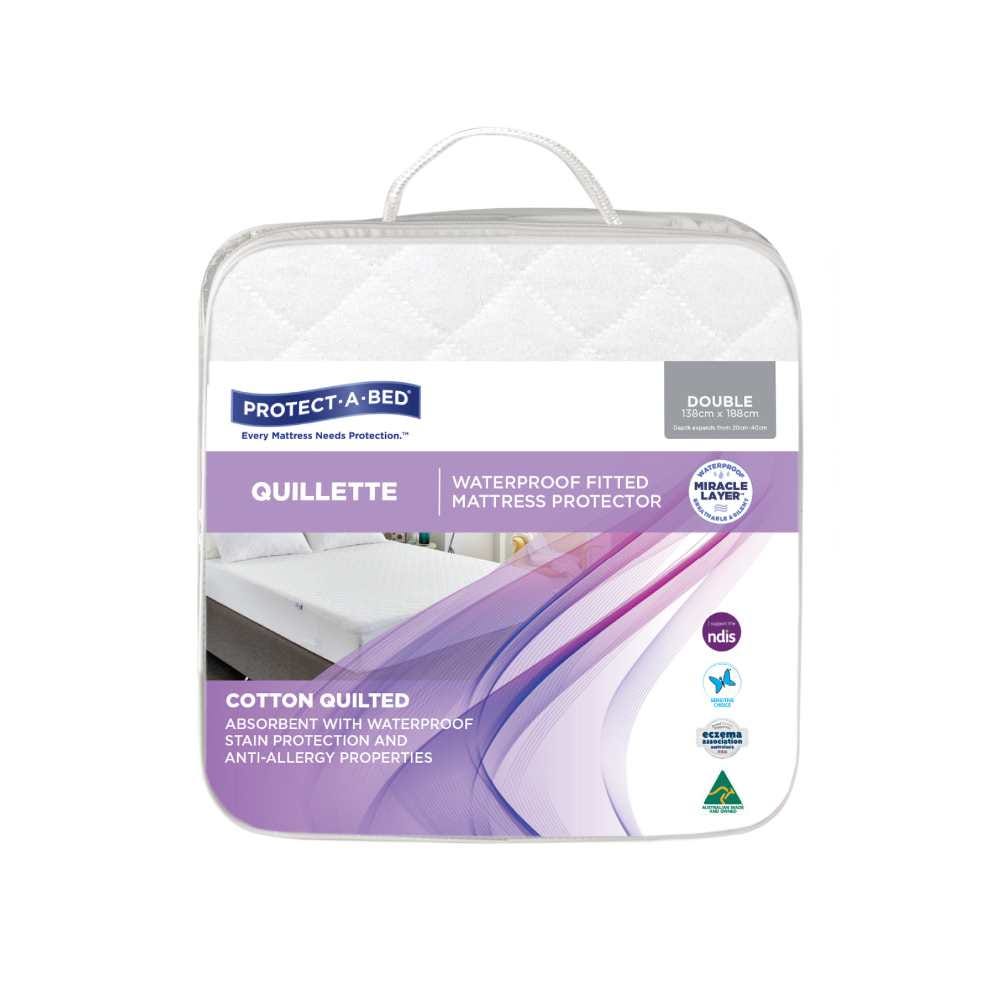Protect A Bed Cotton Quilted Double 138x188cm 1800ml Waterproof White
