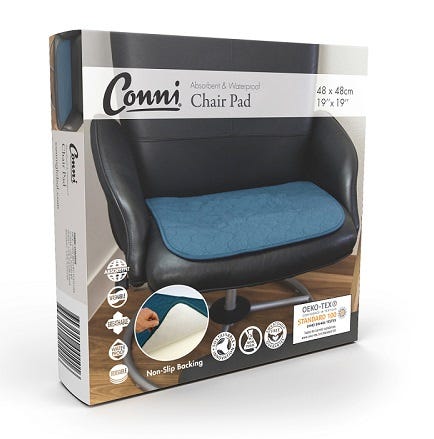Conni Chair Pad 48x48cm 600ml Waterproof Teal/Blue