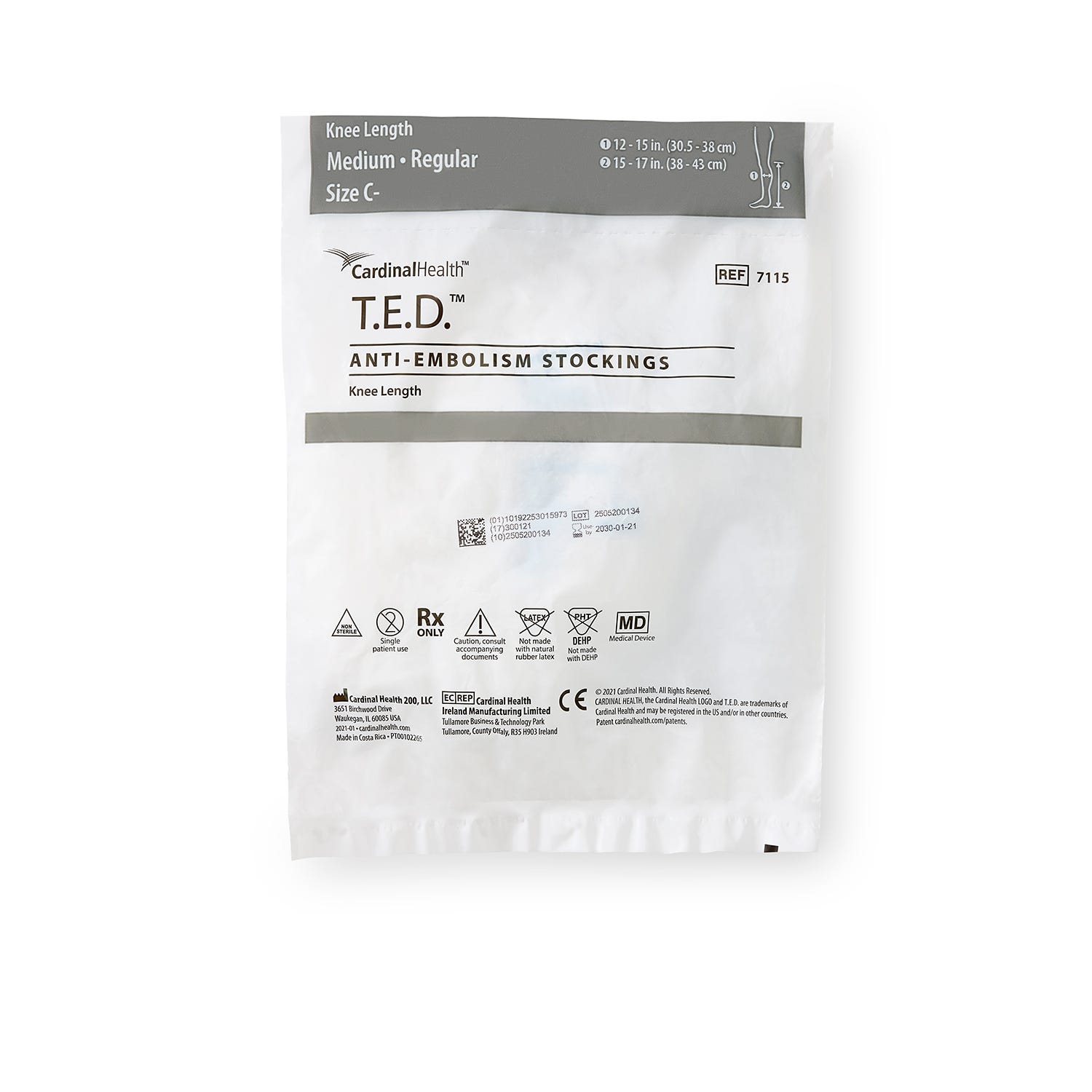 Ted Stock Anti/Emb Medium Knee White