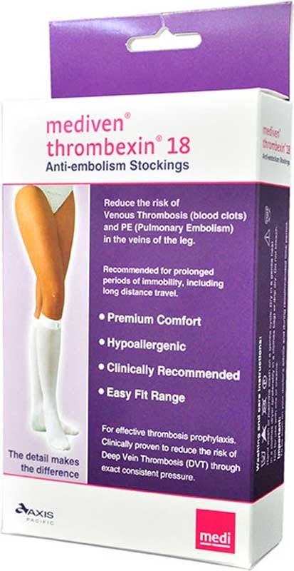 Thrombexin Stock Anti/Emb Medium Ankle 23 26cm Thigh No Belt White