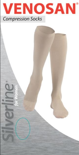 Venosan Silverline Socks Large Ankle 24 26cm Female 20 30 Hg Beige