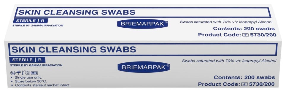 Briemar Skin Cleansing Alcohol Swabs With 70% Ipa   5730