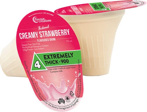 Flavour Creations Strawberry Level 4 Extremely Thick 900 Dysphagia Cup 175 Ml