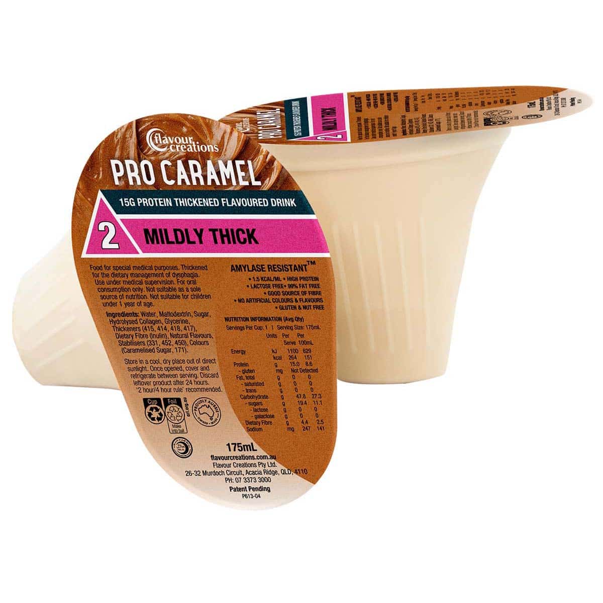 Flavour Creations Pro Caramel Mildly Thick 150 Dysphagia Cup 175 Ml