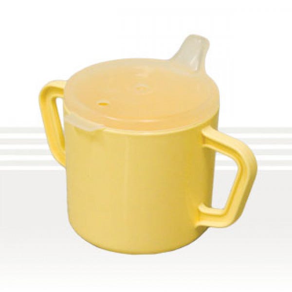 Two Handled Feeding Cup With Lids  (Plastic) Plastic