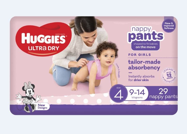 Huggies Nappy Pants Ultra Dry Toddler Size 4 Girl 9 14 Kg