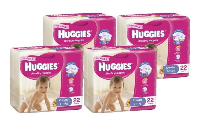 Huggies Nappies Ultra Dry Crawler Size 3 Girl 6 11 Kg White