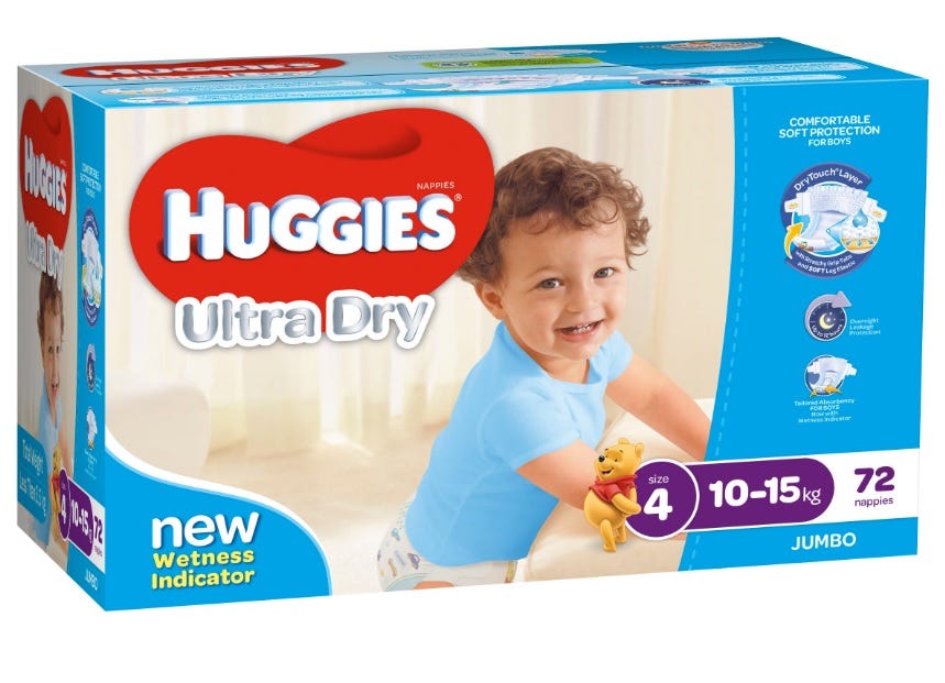Huggies Nappies Ultra Dry Junior Size 4 Boy 10 15 Kg White
