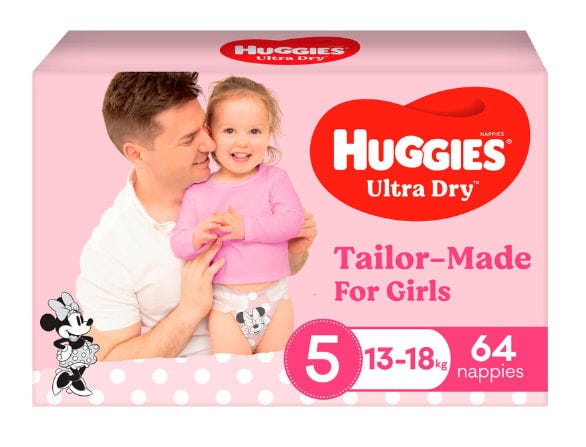 Huggies Nappies Ultra Dry Walker Size 5 Girl 13 18 Kg White