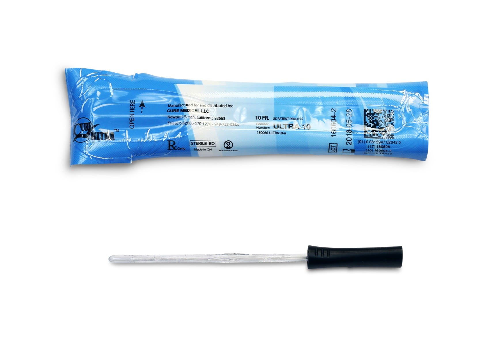 Cure Ultra Catheter Pre Lubricated Fg10 Female 12.5cm Black